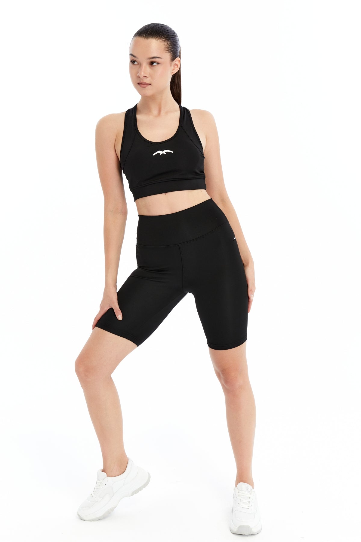 Kadın Crop Şort Kamuflaj Desenli Takım Baskı Detaylı B2089-d742-1