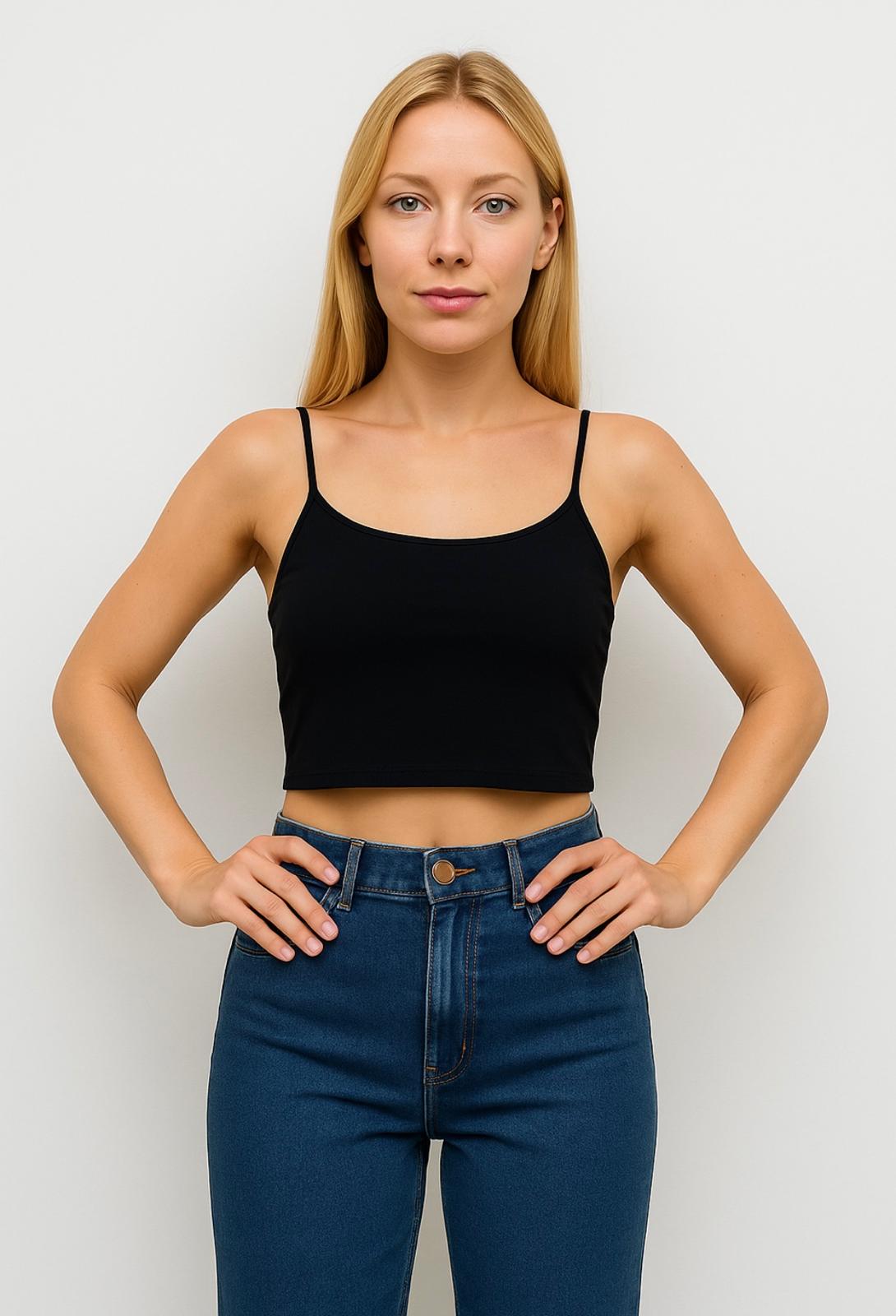 Kadın İp Askılı Crop Büstiyer-d813