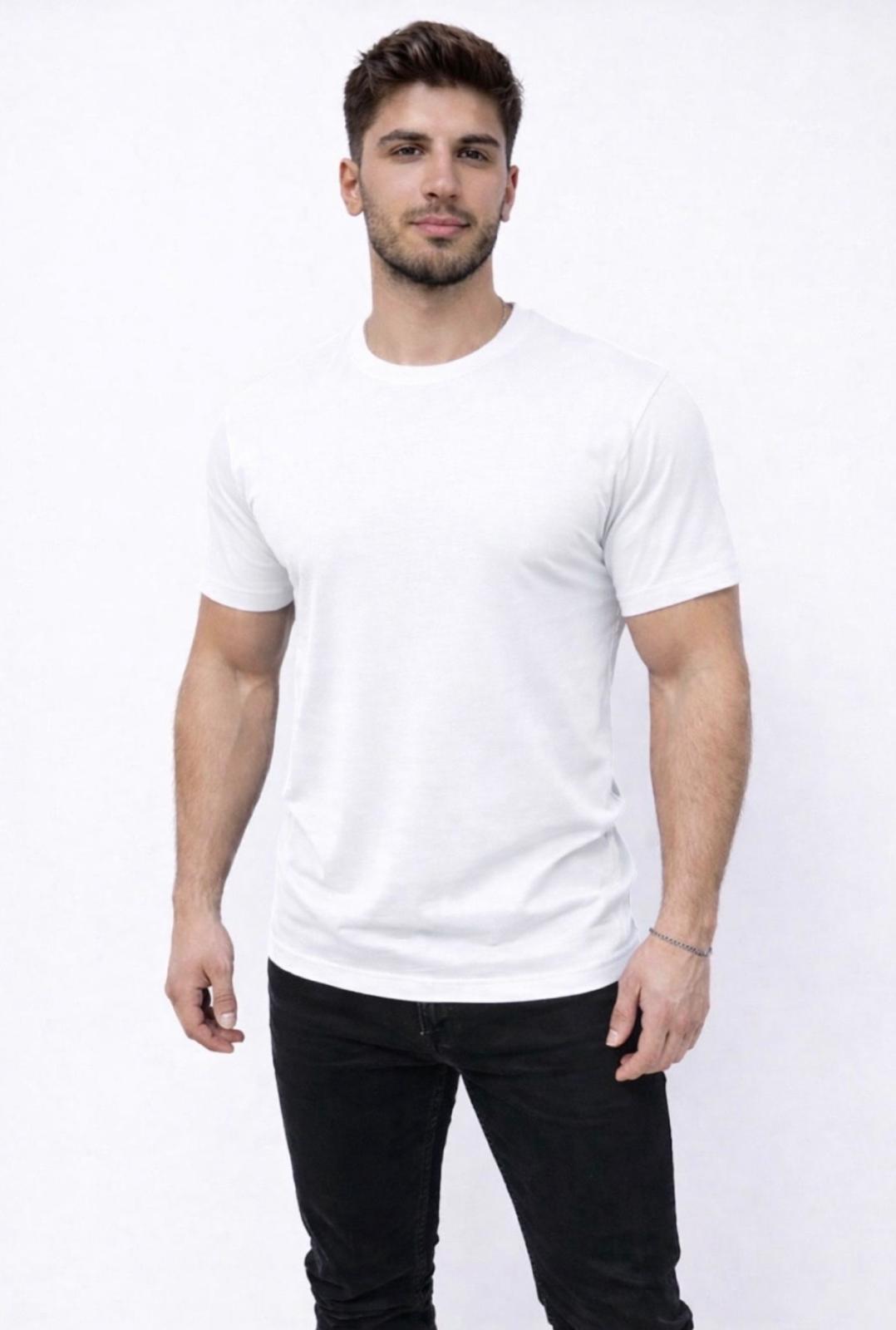 Erkek Mavi Kısa Kollu Bisiklet Yaka T-Shirt-D677