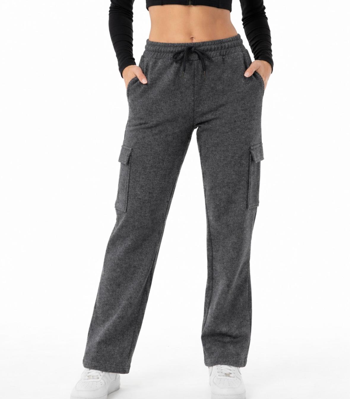 Kadın 2 İplik Kargo Cepli Eşofman Altı-P2269