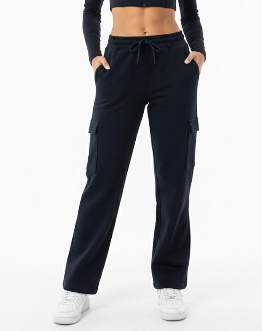 Kadın 2 İplik Kargo Cepli Eşofman Altı-P2269