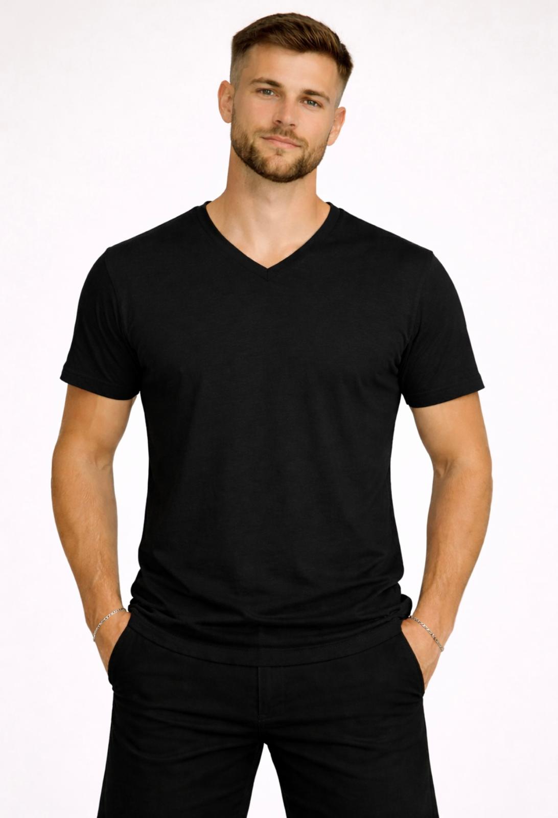 Erkek V Yaka Kısa Kollu-d804