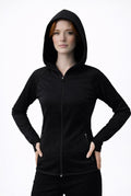 Kadın Şardonlu Dalgıç Sweatshirt Kapüşonlu-W1161