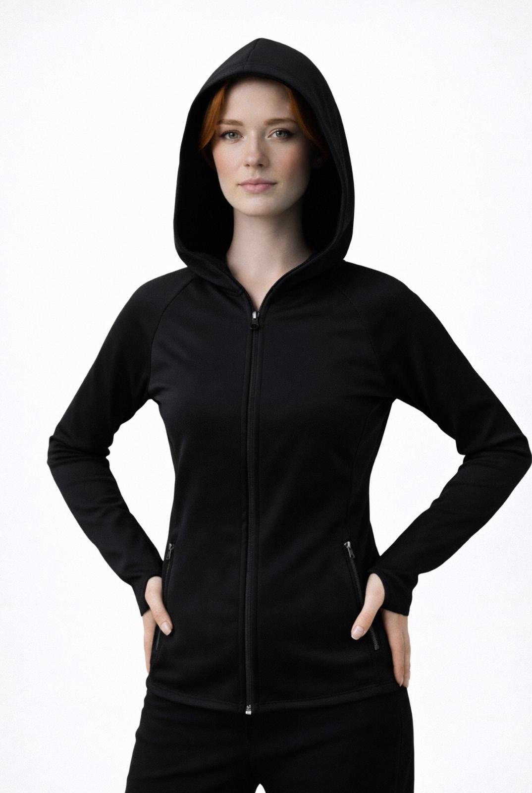 Kadın Şardonlu Dalgıç Sweatshirt Kapüşonlu-W1161