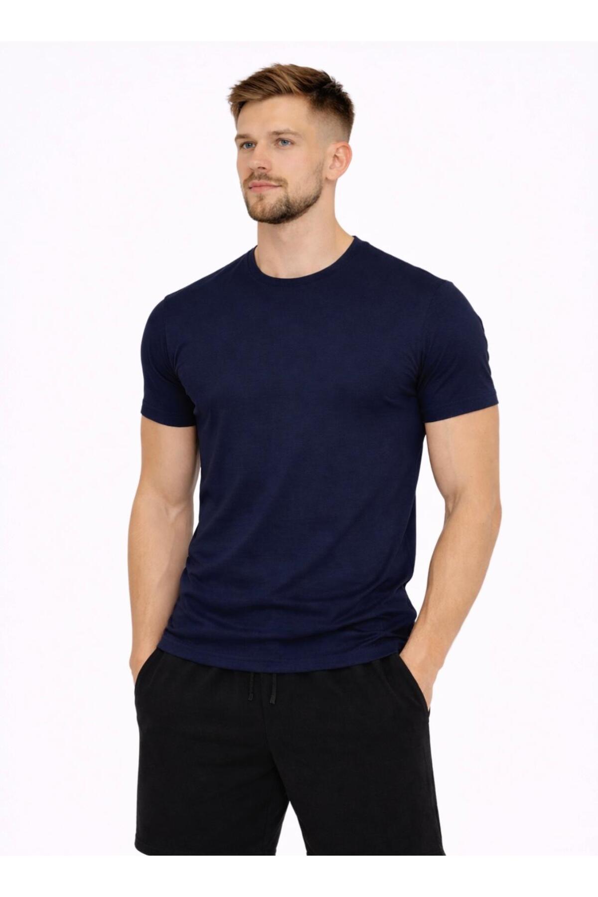 Erkek Pamuk Likralı Süprem Kısa Kollu-T-shirt-D230