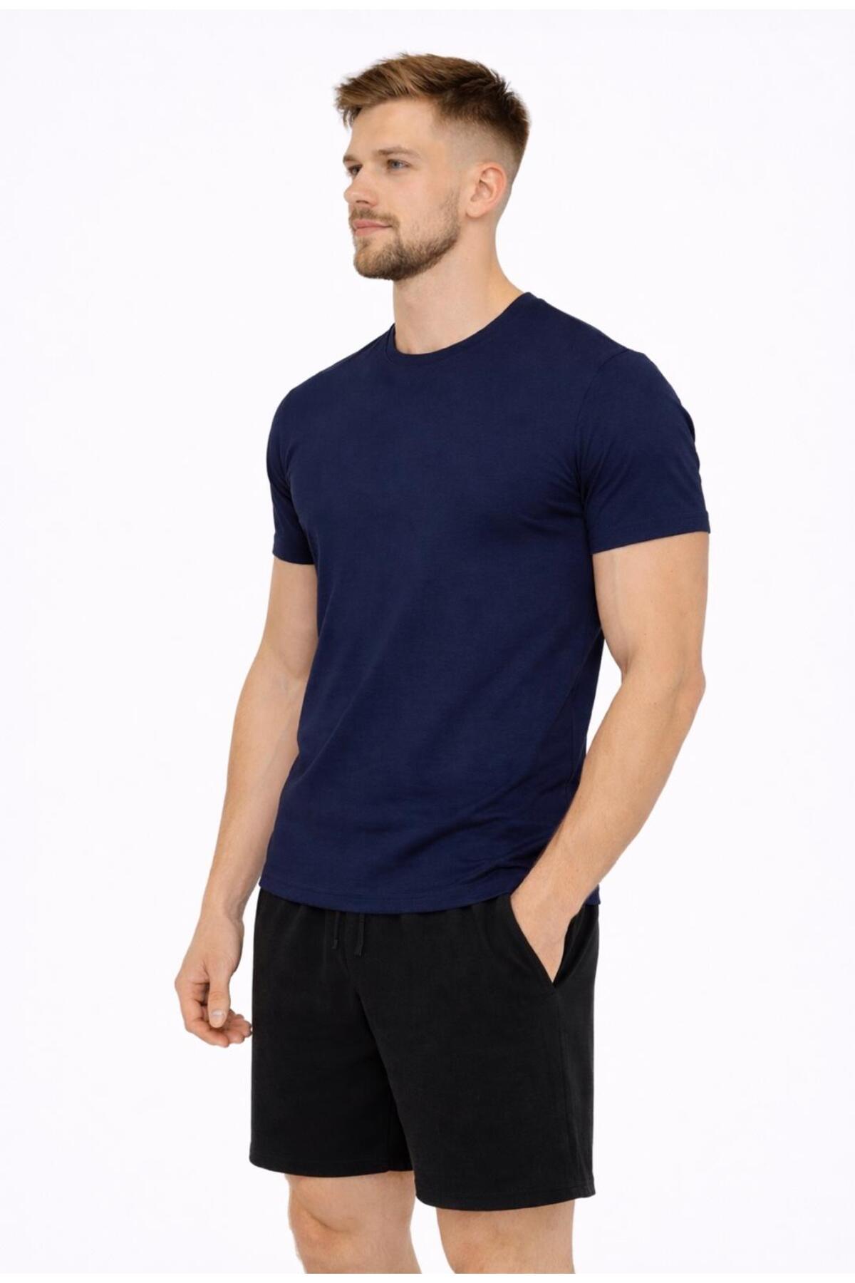 Erkek Pamuk Likralı Süprem Kısa Kollu-T-shirt-D230