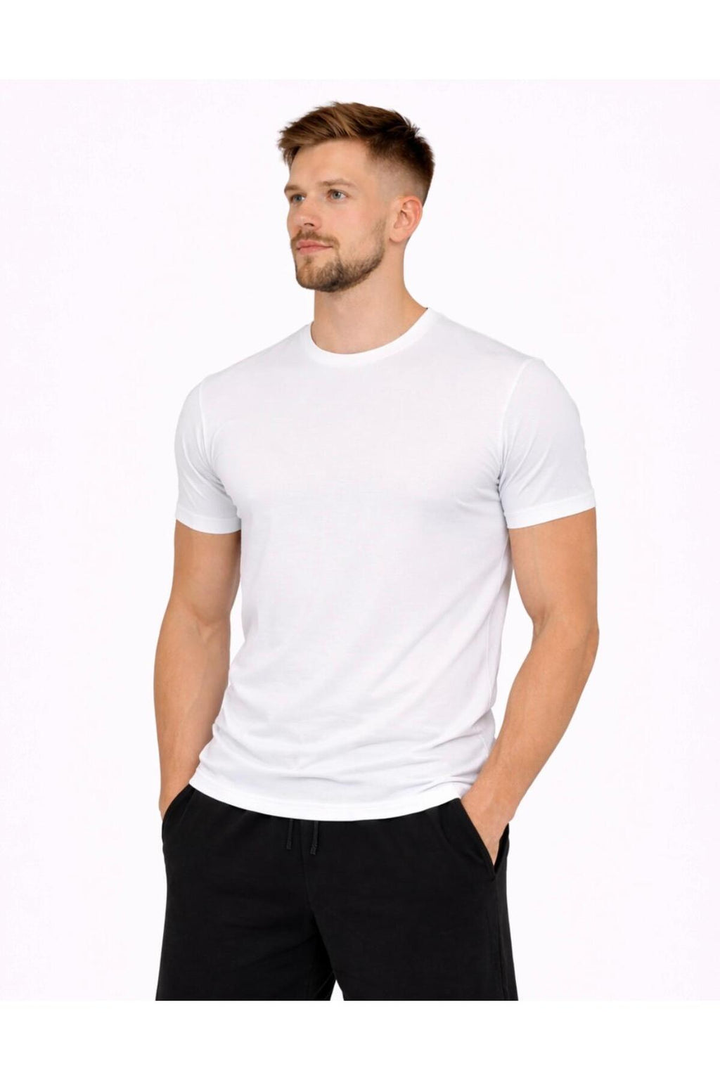 Erkek Pamuk Likralı Süprem Kısa Kollu-T-shirt-D230