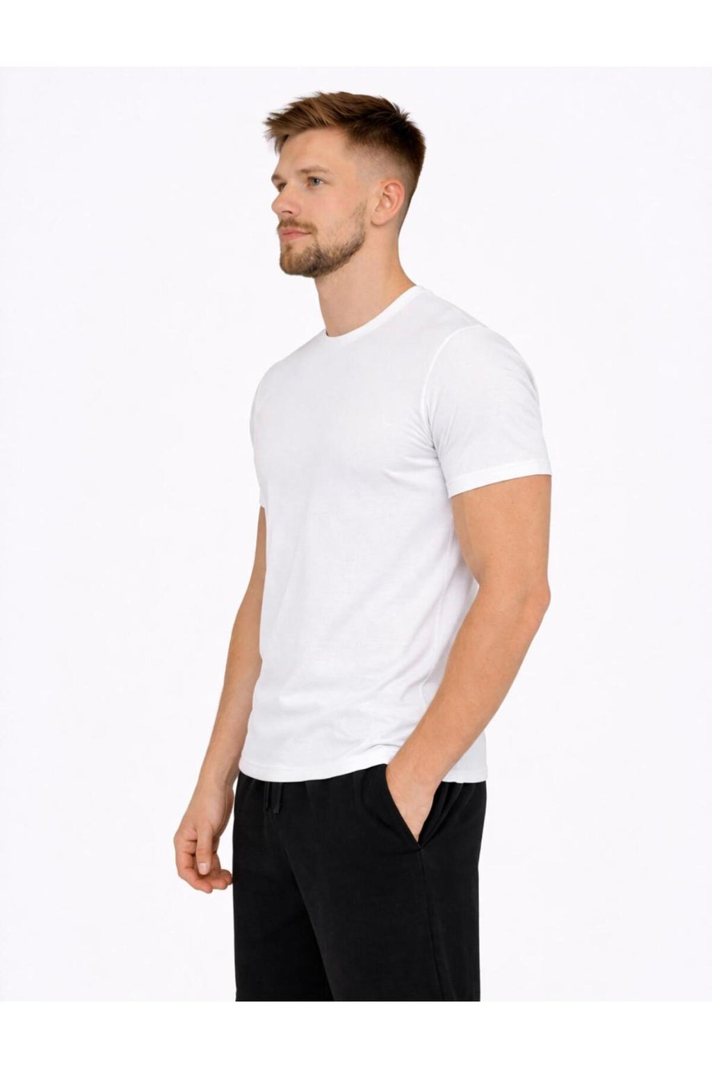 Erkek Pamuk Likralı Süprem Kısa Kollu-T-shirt-D230