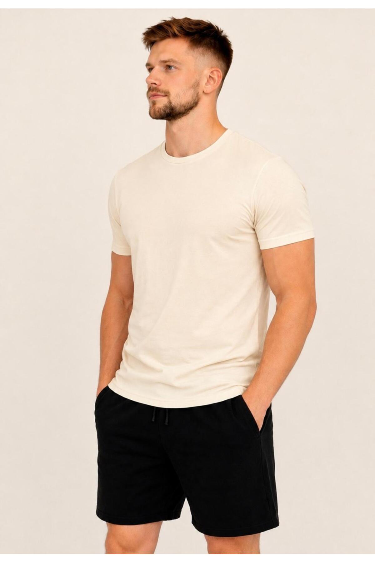 Erkek Pamuk Likralı Süprem Kısa Kollu-T-shirt-D230