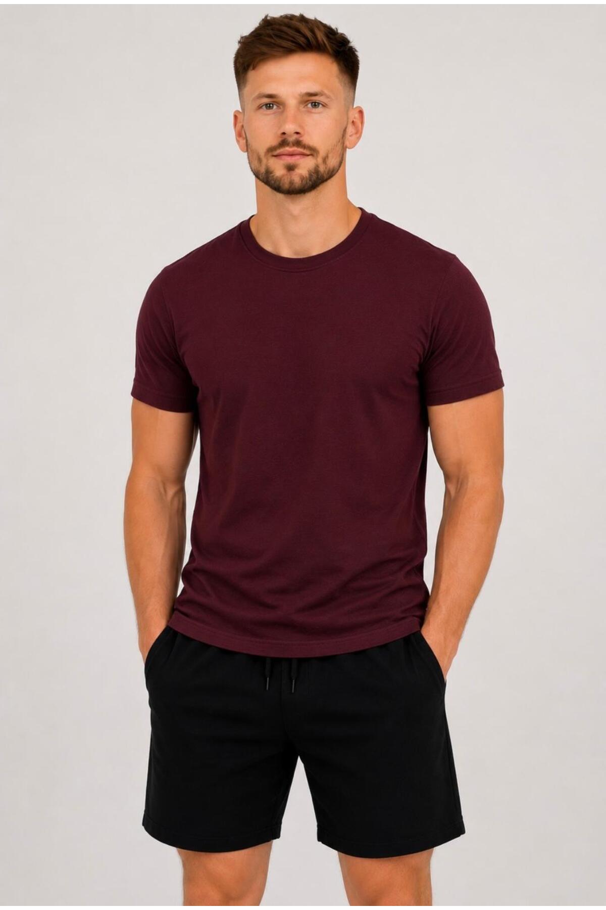 Erkek Pamuk Likralı Süprem Kısa Kollu-T-shirt-D230