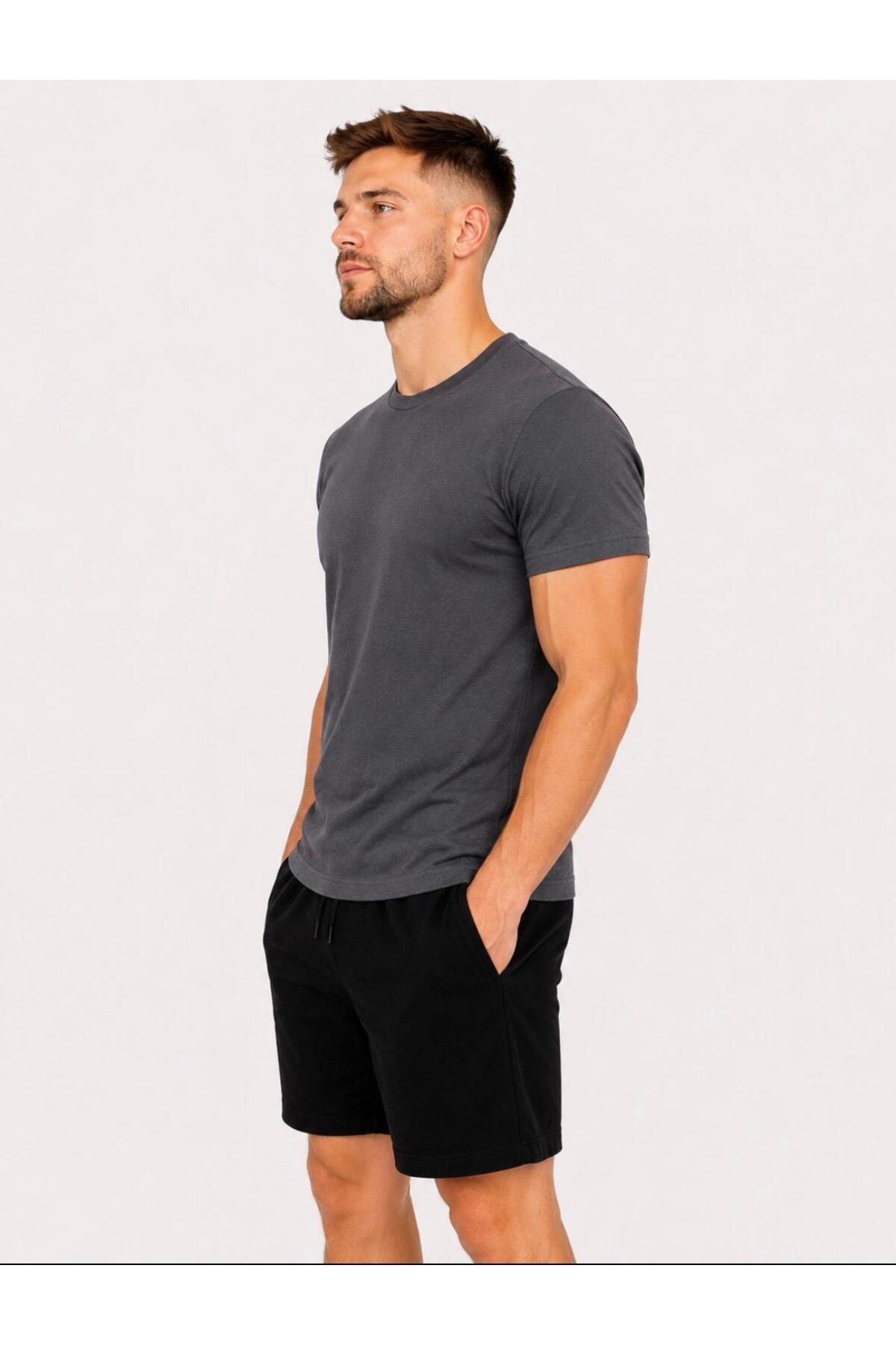 Erkek Pamuk Likralı Süprem Kısa Kollu-T-shirt-D230