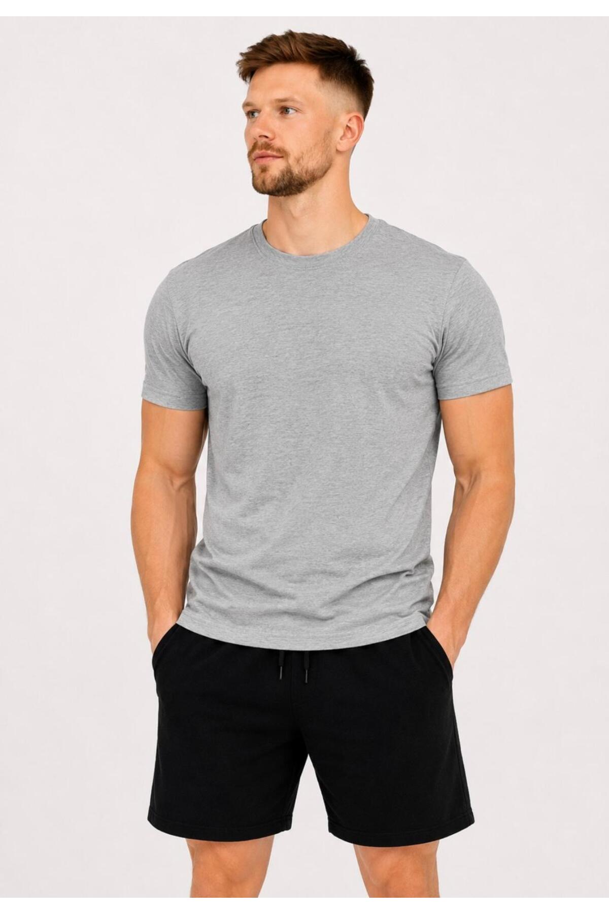 Erkek Pamuk Likralı Süprem Kısa Kollu-T-shirt-D230