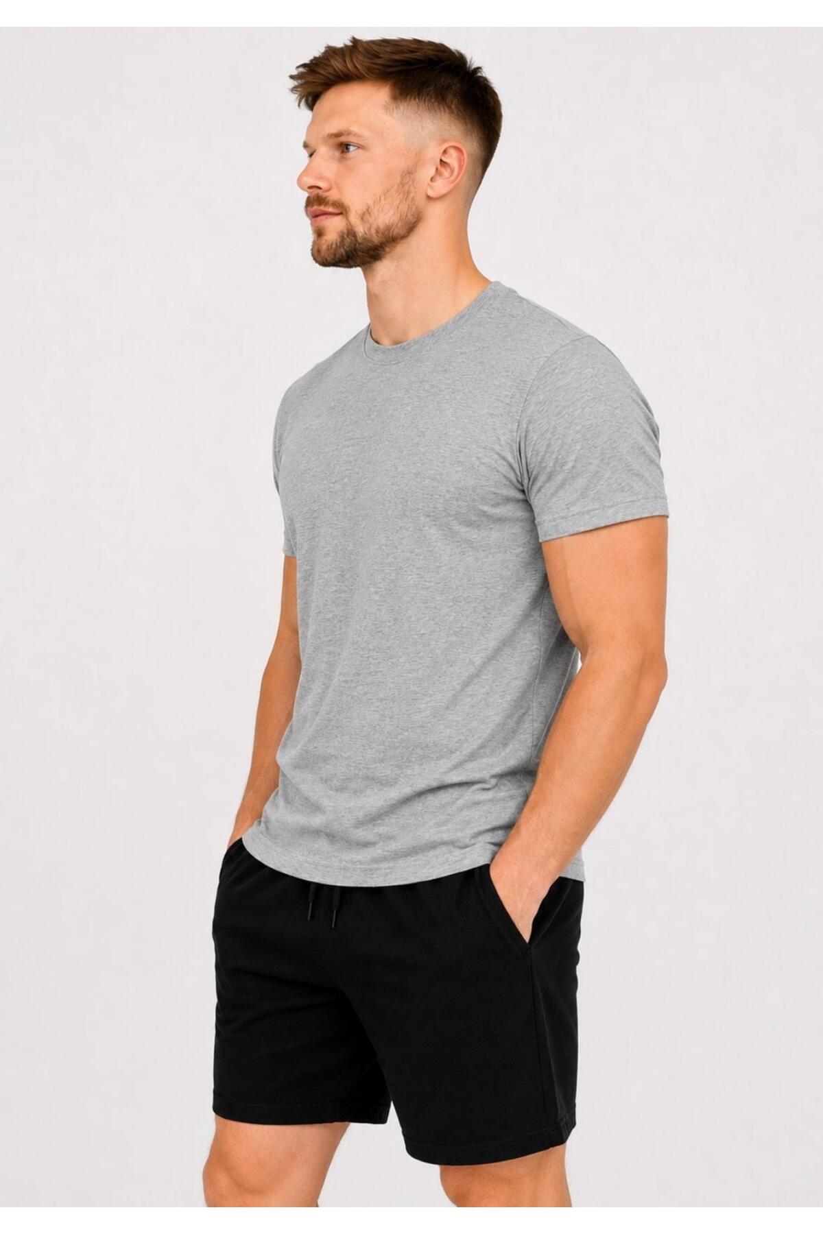 Erkek Pamuk Likralı Süprem Kısa Kollu-T-shirt-D230