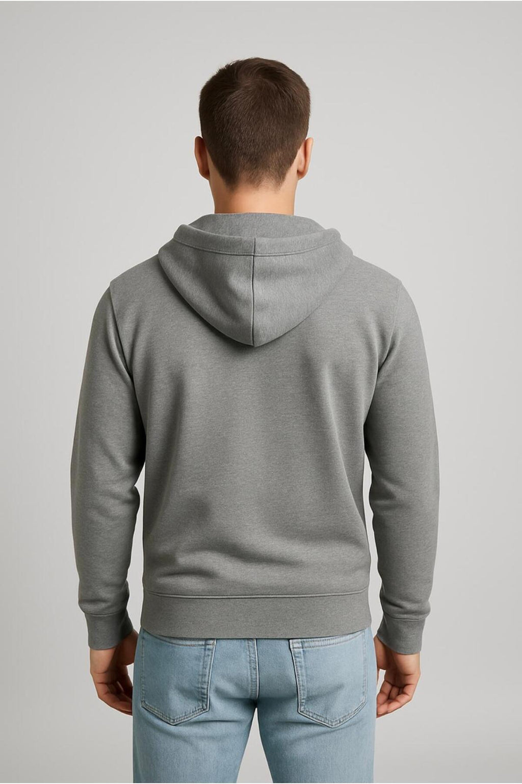 Erkek 2 İplik Fermuarlı Kapüşonlu Sweatshirt-W1084