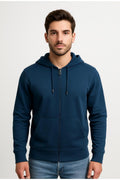 Erkek 2 İplik Fermuarlı Kapüşonlu Sweatshirt-W1084
