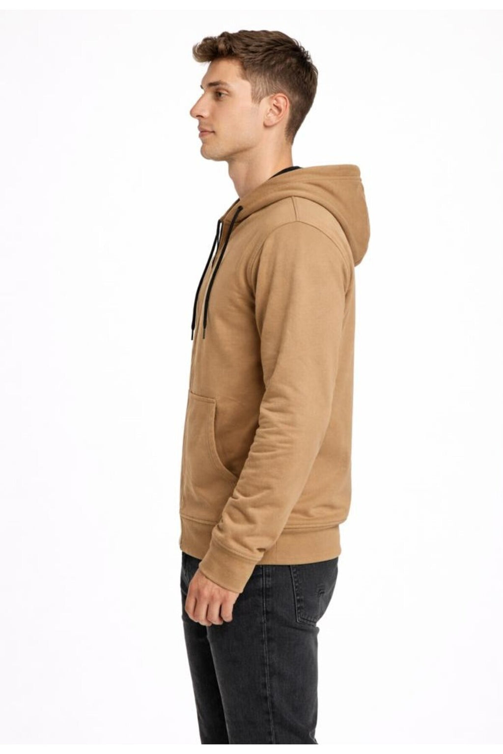 Erkek 2 İplik Fermuarlı Kapüşonlu Sweatshirt-W1084