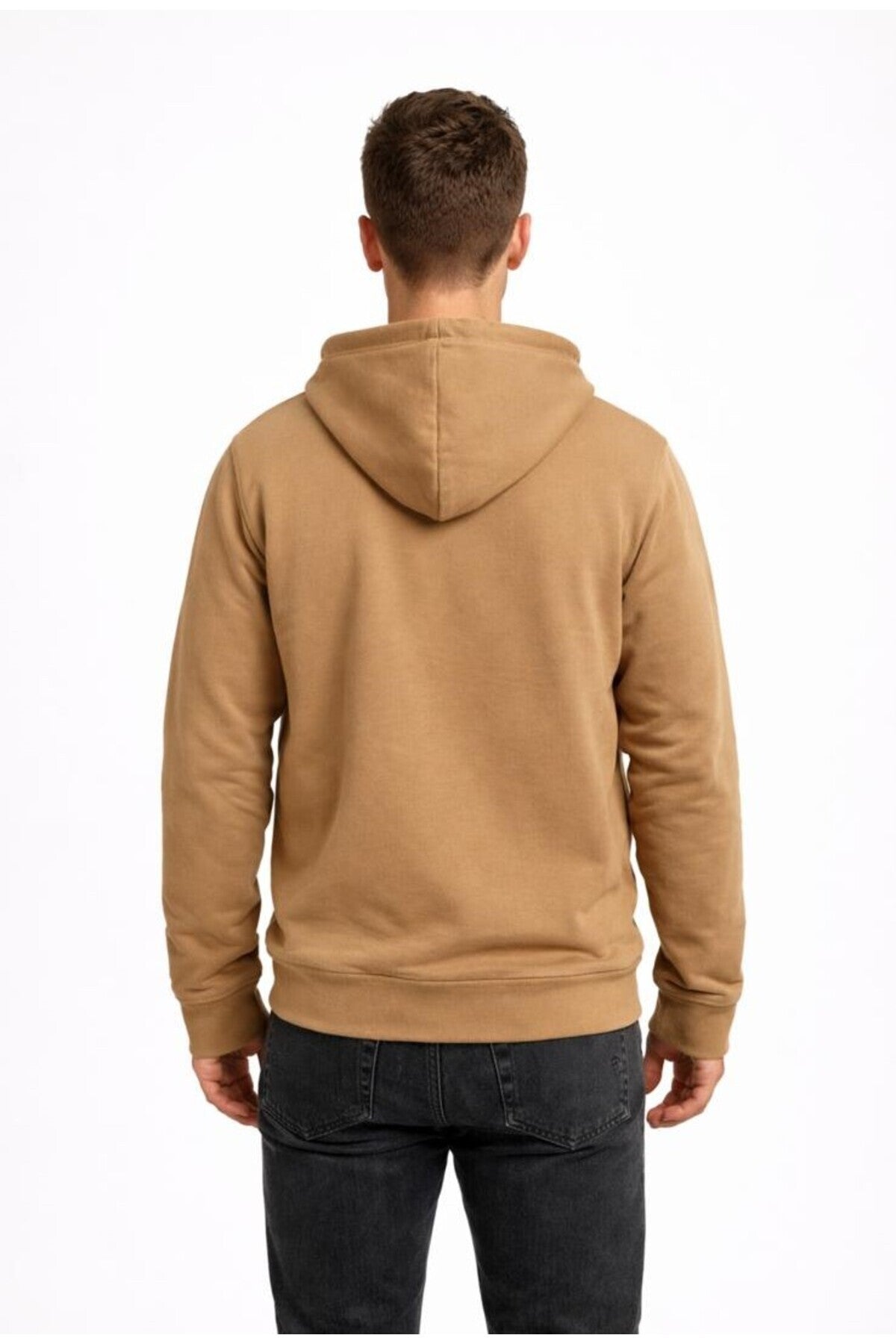 Erkek 2 İplik Fermuarlı Kapüşonlu Sweatshirt-W1084