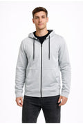 Erkek 2 İplik Fermuarlı Kapüşonlu Sweatshirt-W1084