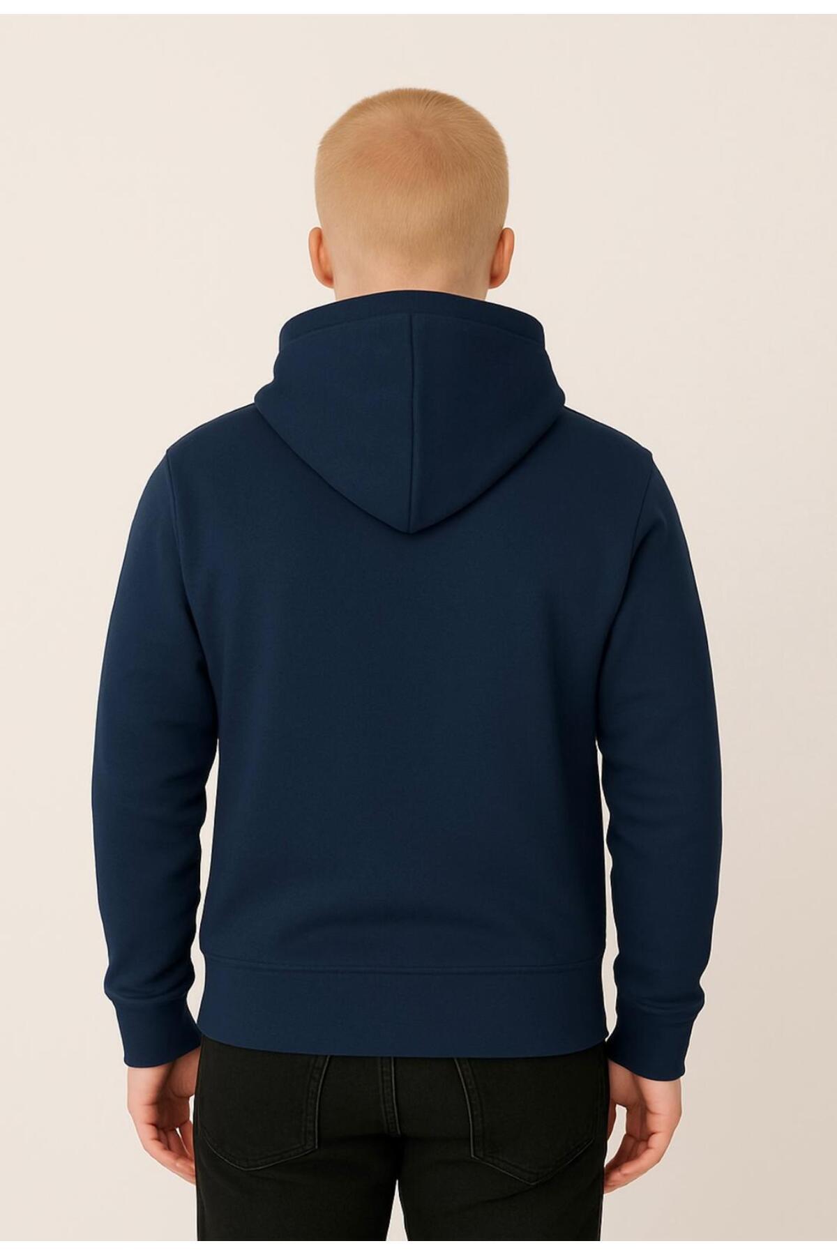 Erkek 3 İplik şardonlu Kapüşonlu Sweatshirt-W1108