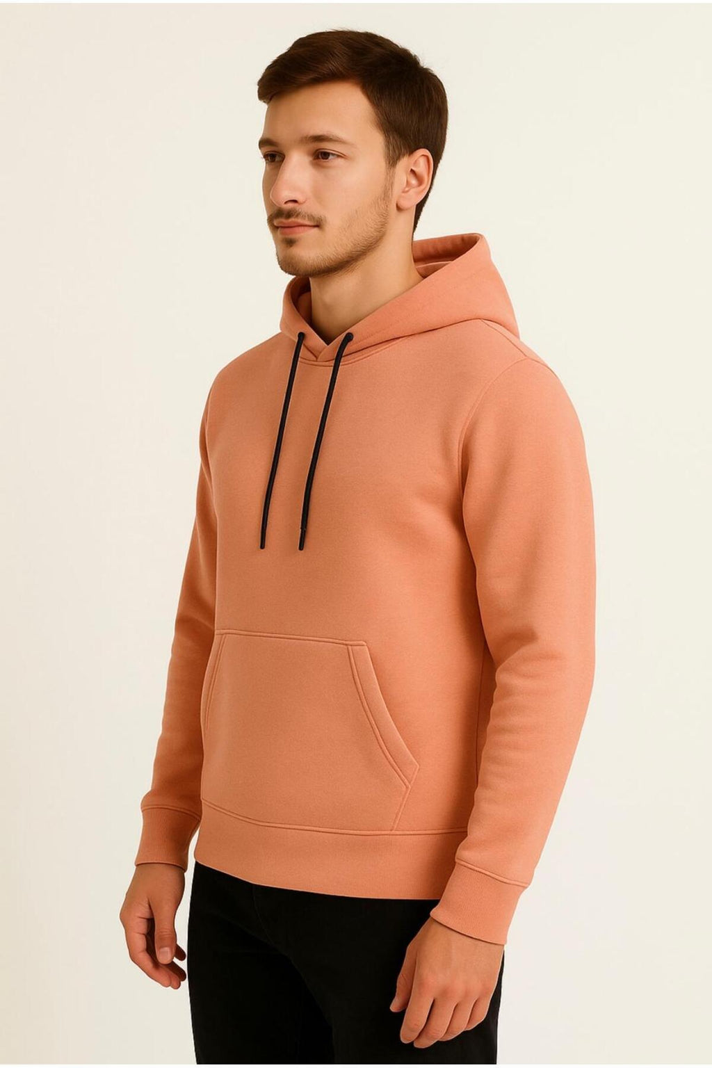 Erkek 3 İplik şardonlu Kapüşonlu Sweatshirt-W1108