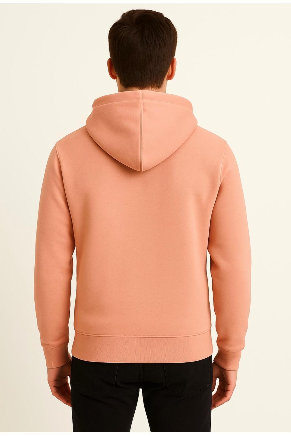 Erkek 3 İplik şardonlu Kapüşonlu Sweatshirt-W1108