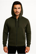 Erkek Fermuarlı Kapüşonlu Sweatshirt 3 İplik Şardonlu-W590