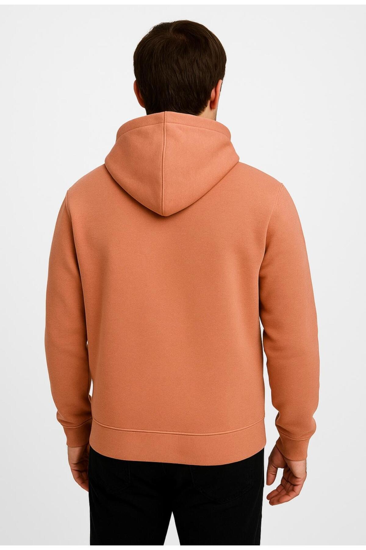 Erkek Fermuarlı Kapüşonlu Sweatshirt 3 İplik Şardonlu-W590
