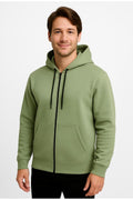 Erkek Fermuarlı Kapüşonlu Sweatshirt 3 İplik Şardonlu-W590