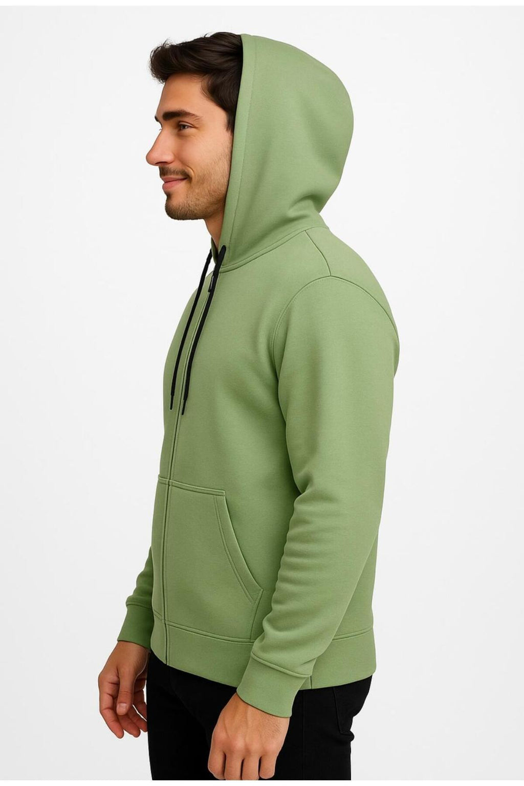 Erkek Fermuarlı Kapüşonlu Sweatshirt 3 İplik Şardonlu-W590