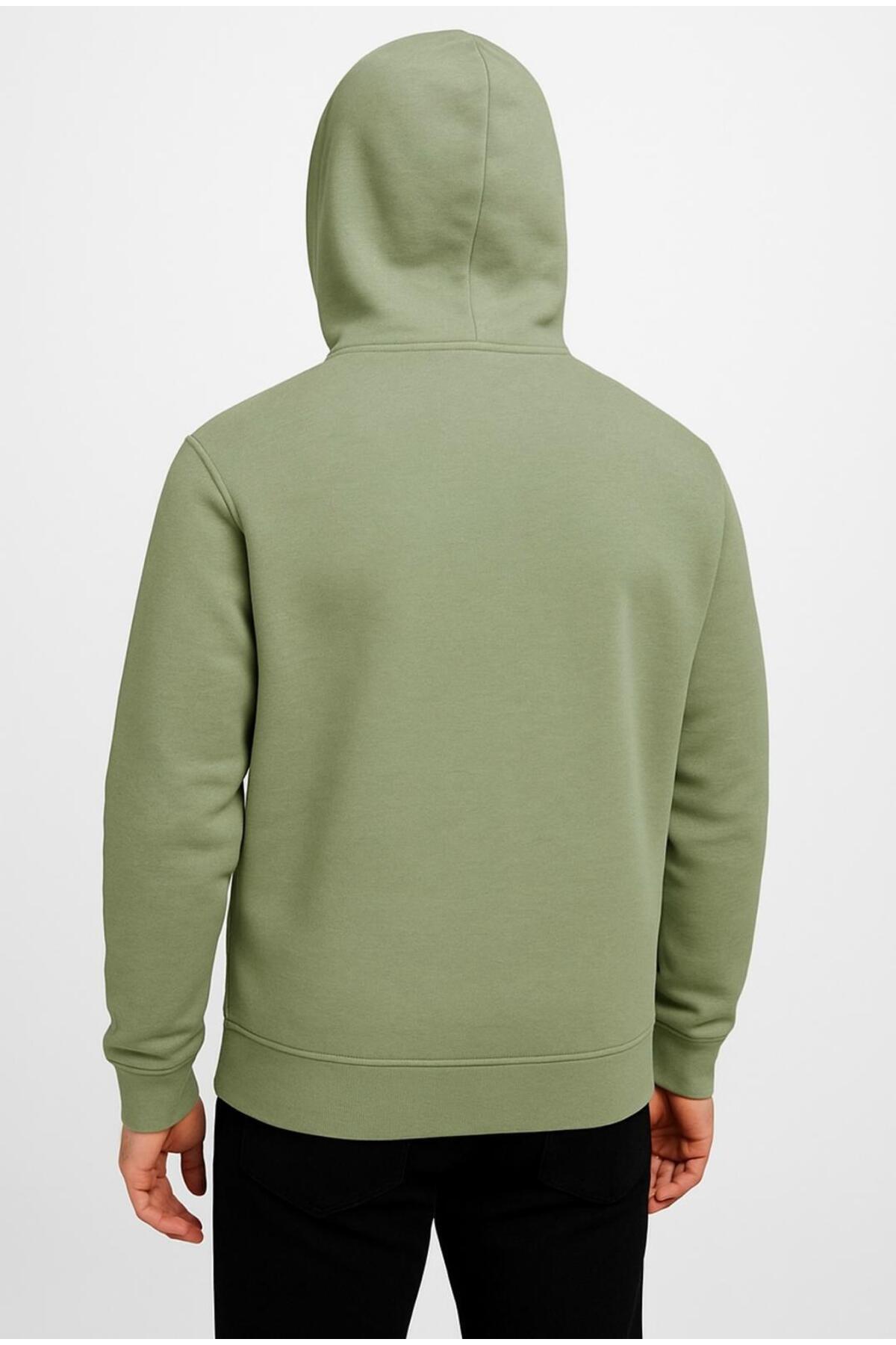 Erkek Fermuarlı Kapüşonlu Sweatshirt 3 İplik Şardonlu-W590
