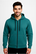 Erkek Fermuarlı Kapüşonlu Sweatshirt 3 İplik Şardonlu-W590-E