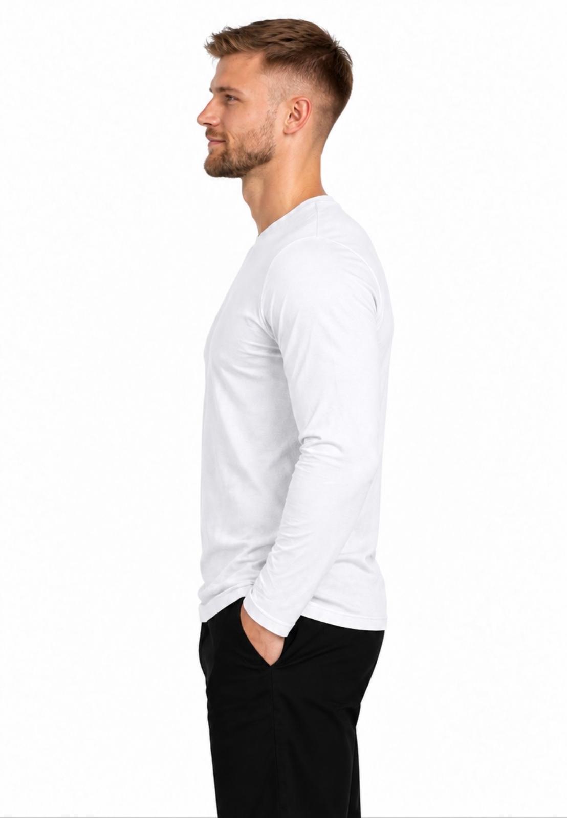 Erkek Pamuklu Bisiklet Yaka Uzun Kollu T-shirt-D4005