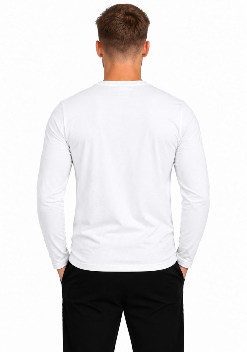 Erkek Pamuklu Bisiklet Yaka Uzun Kollu T-shirt-D4005