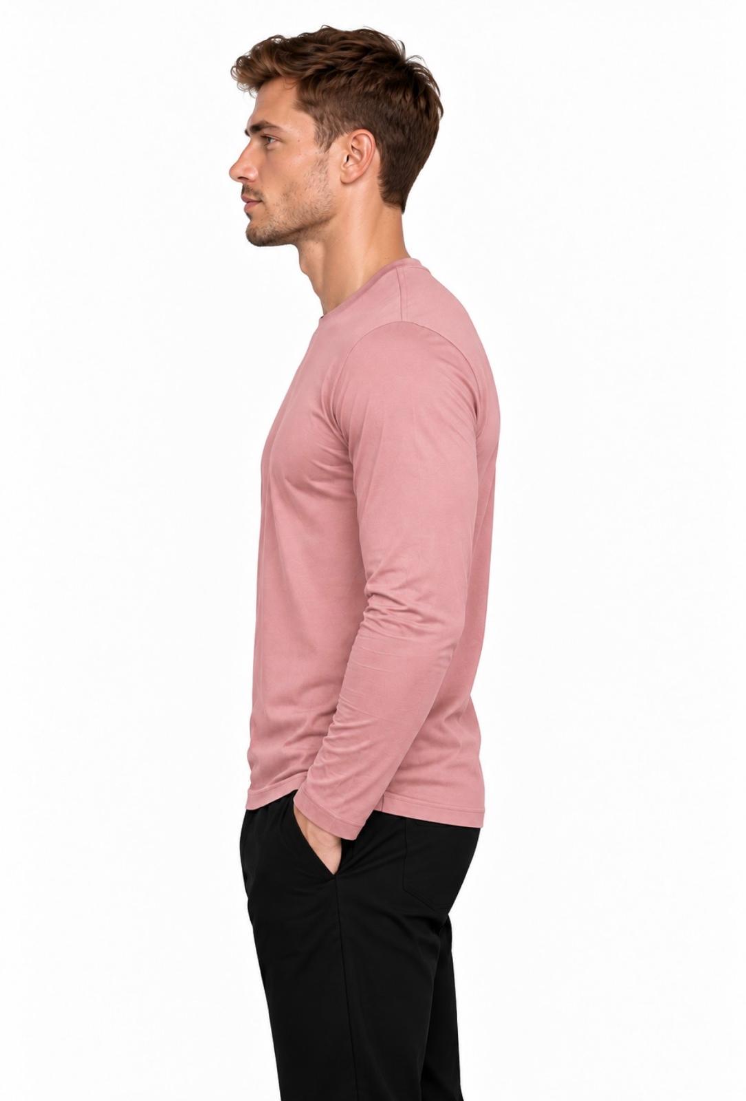 Erkek Pamuklu Bisiklet Yaka Uzun Kollu T-shirt-D4005