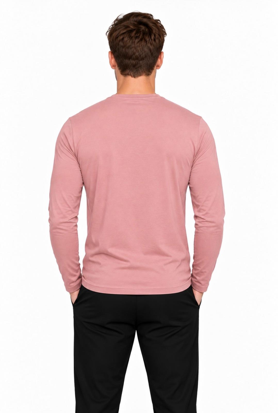 Erkek Pamuklu Bisiklet Yaka Uzun Kollu T-shirt-D4005