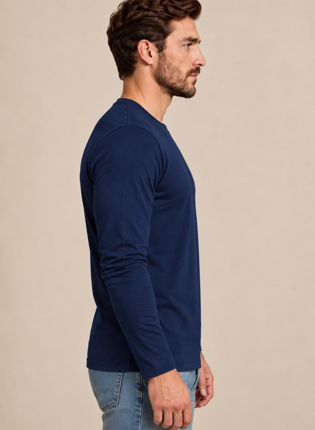 Erkek Pamuklu Likralı Süprem Uzun Kollu T-shirt-D240