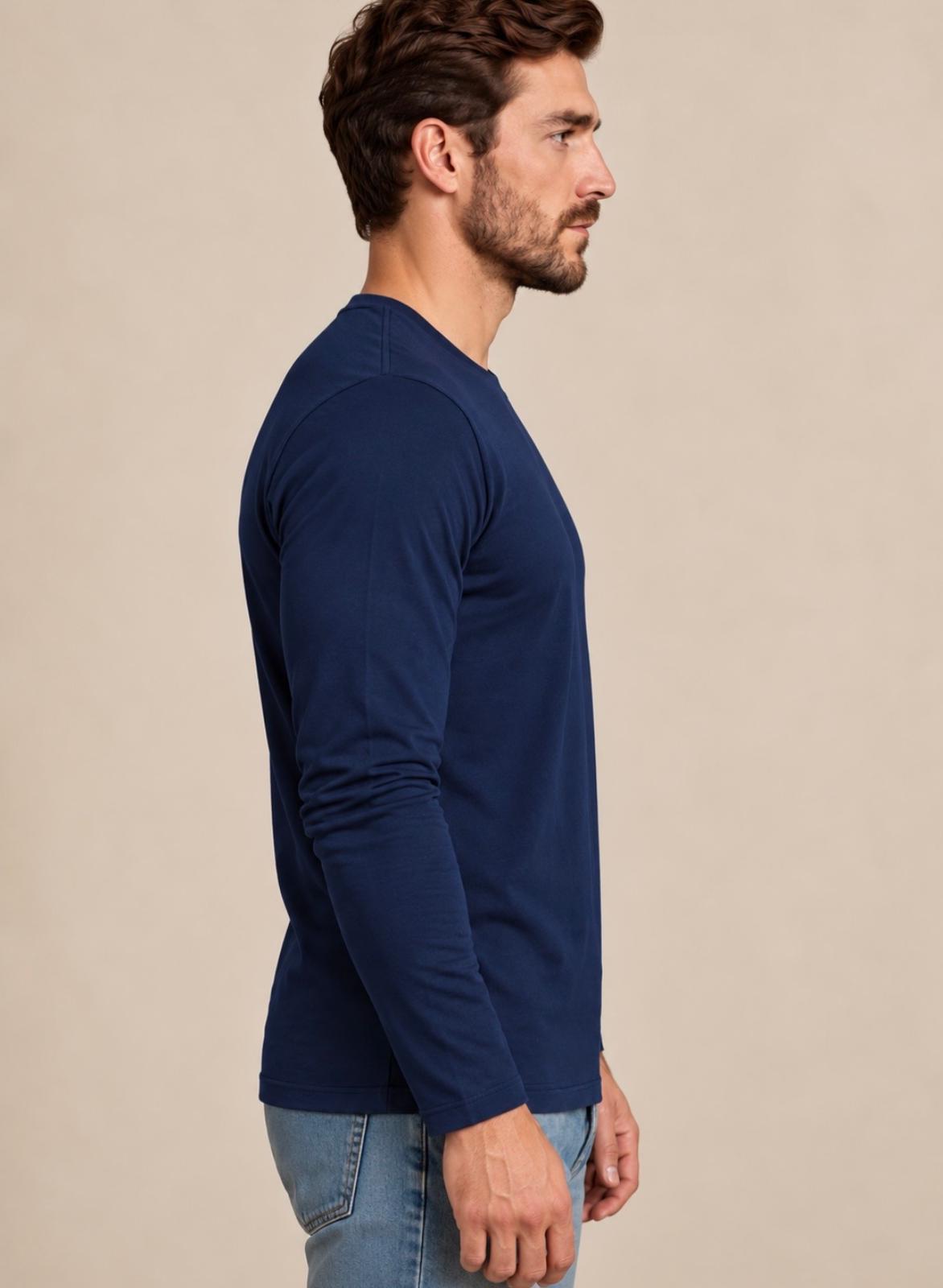 Erkek Pamuklu Likralı Süprem Uzun Kollu T-shirt-D240