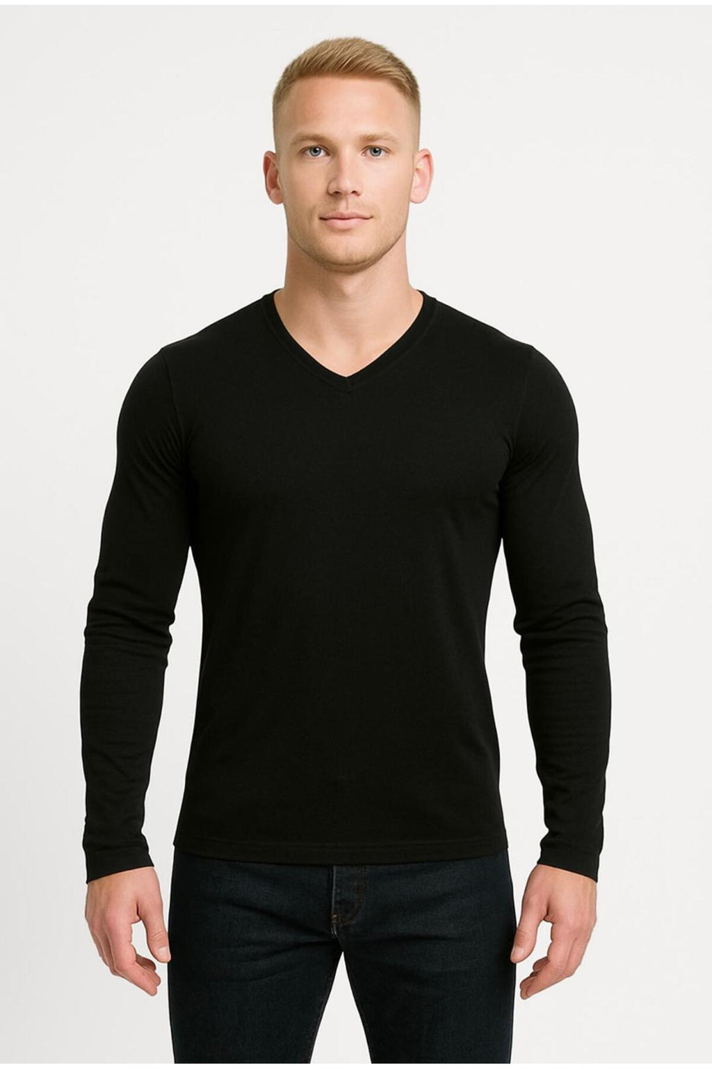 Erkek 3lü V Yaka Paumk Likralı Süprem T-shirt-D236-3