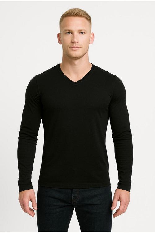 Erkek 3lü V Yaka Paumk Likralı Süprem T-shirt-D236-3