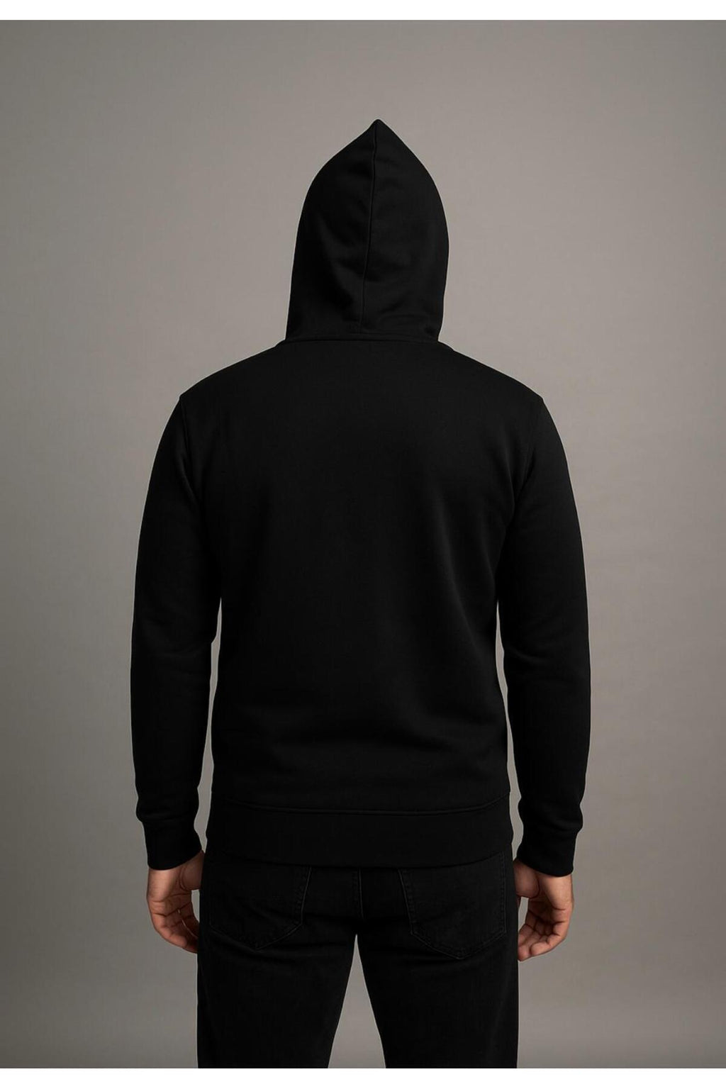 Erkek Fermuarlı 3 İplik Şardonsuz Kapüşonlu Sweatshirt-W1148