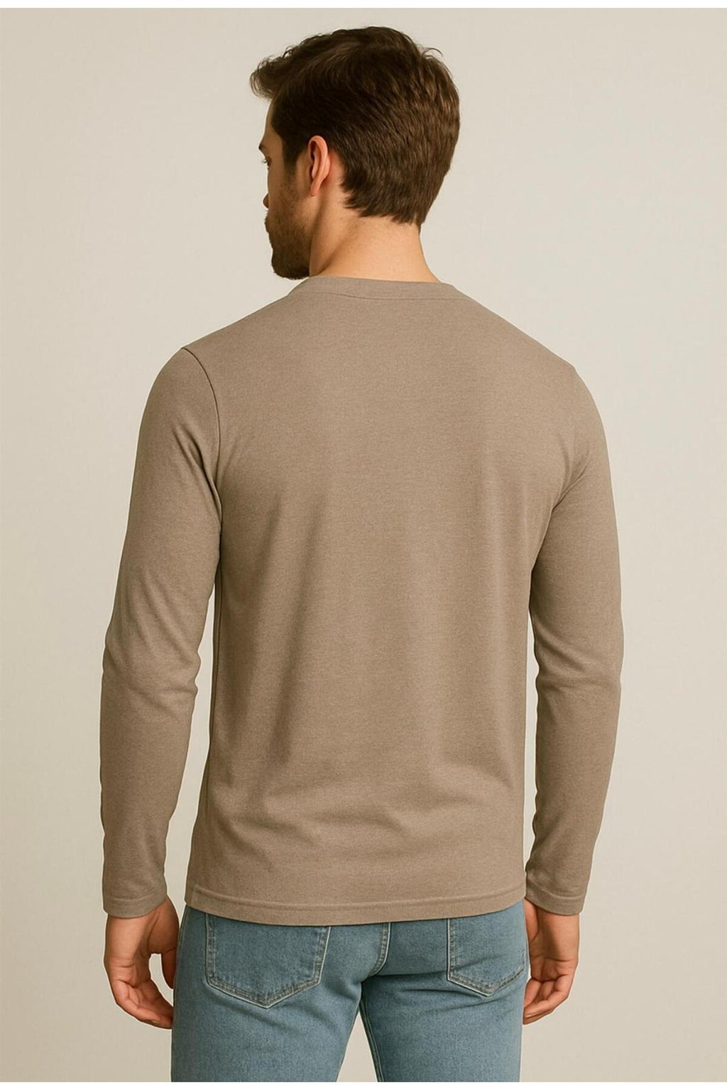 Erkek Pamuklu Likralı Süprem Uzun Kollu T-shirt-D240