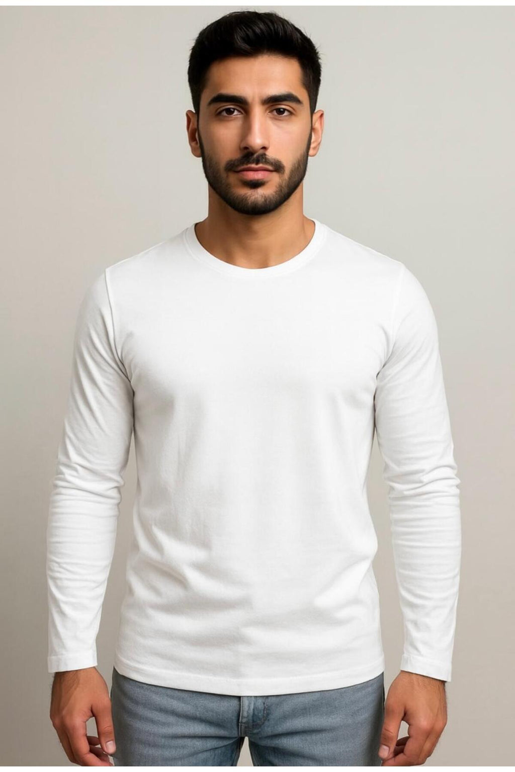 Erkek Pamuklu Likralı Süprem Uzun Kollu T-shirt-D240