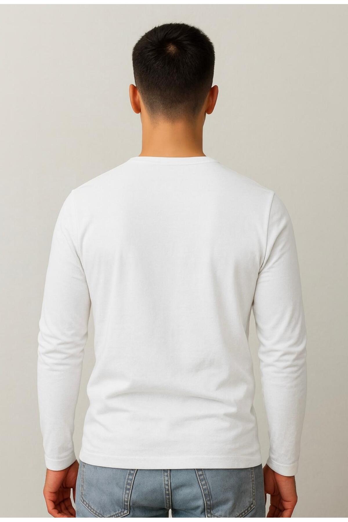 Erkek Pamuklu Likralı Süprem Uzun Kollu T-shirt-D240