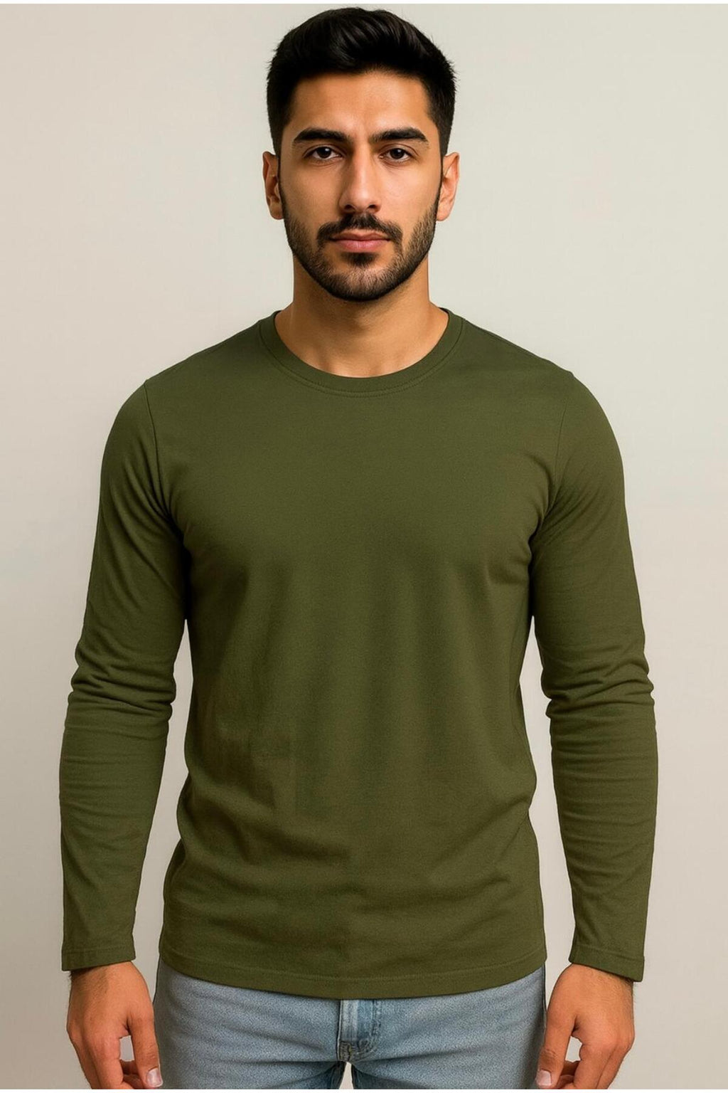 Erkek Pamuklu Likralı Süprem Uzun Kollu T-shirt-D240