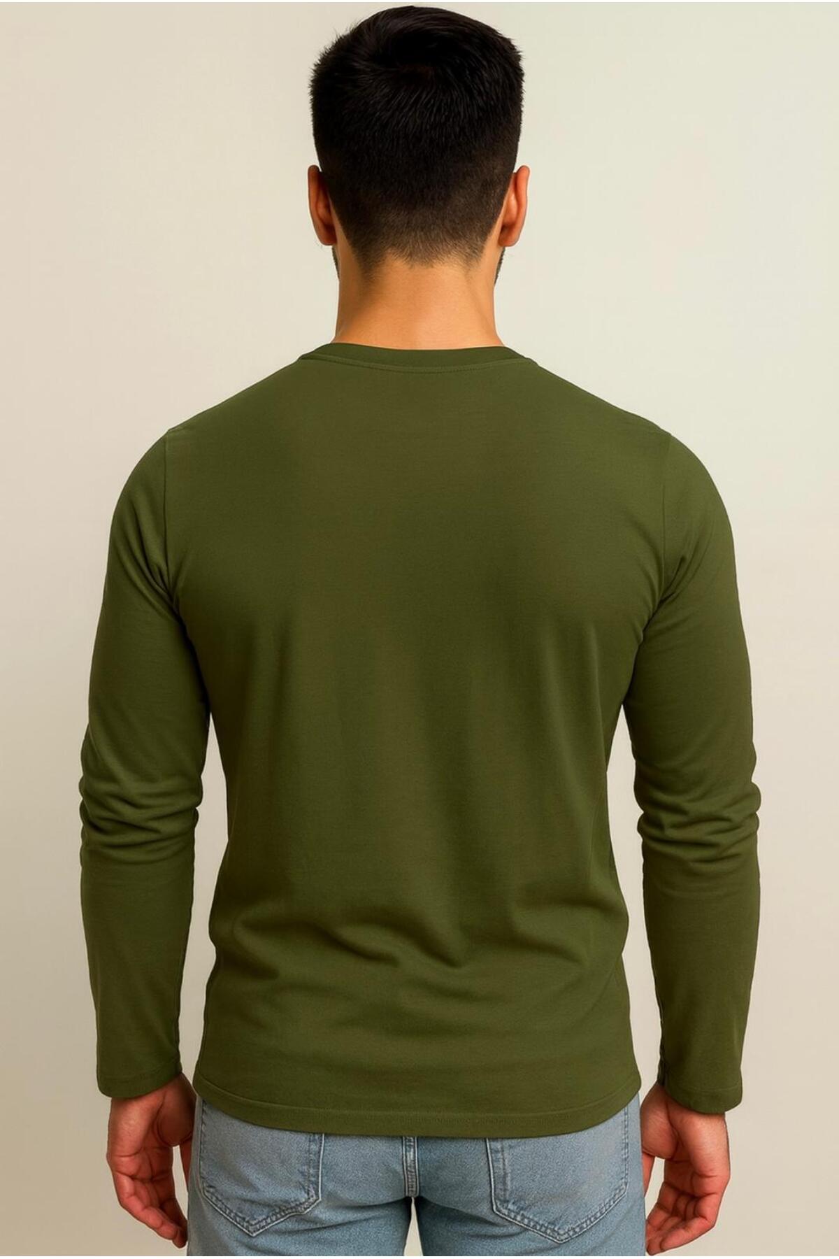 Erkek Pamuklu Likralı Süprem Uzun Kollu T-shirt-D240