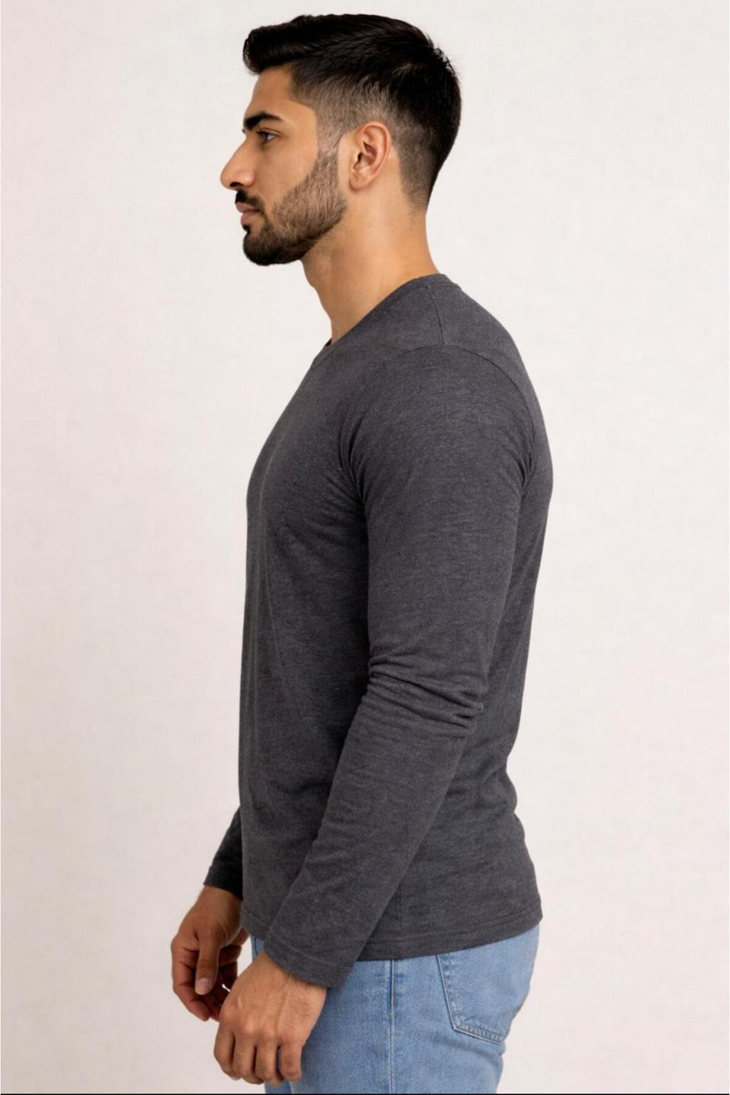 Erkek Pamuklu Likralı Süprem Uzun Kollu T-shirt-D240