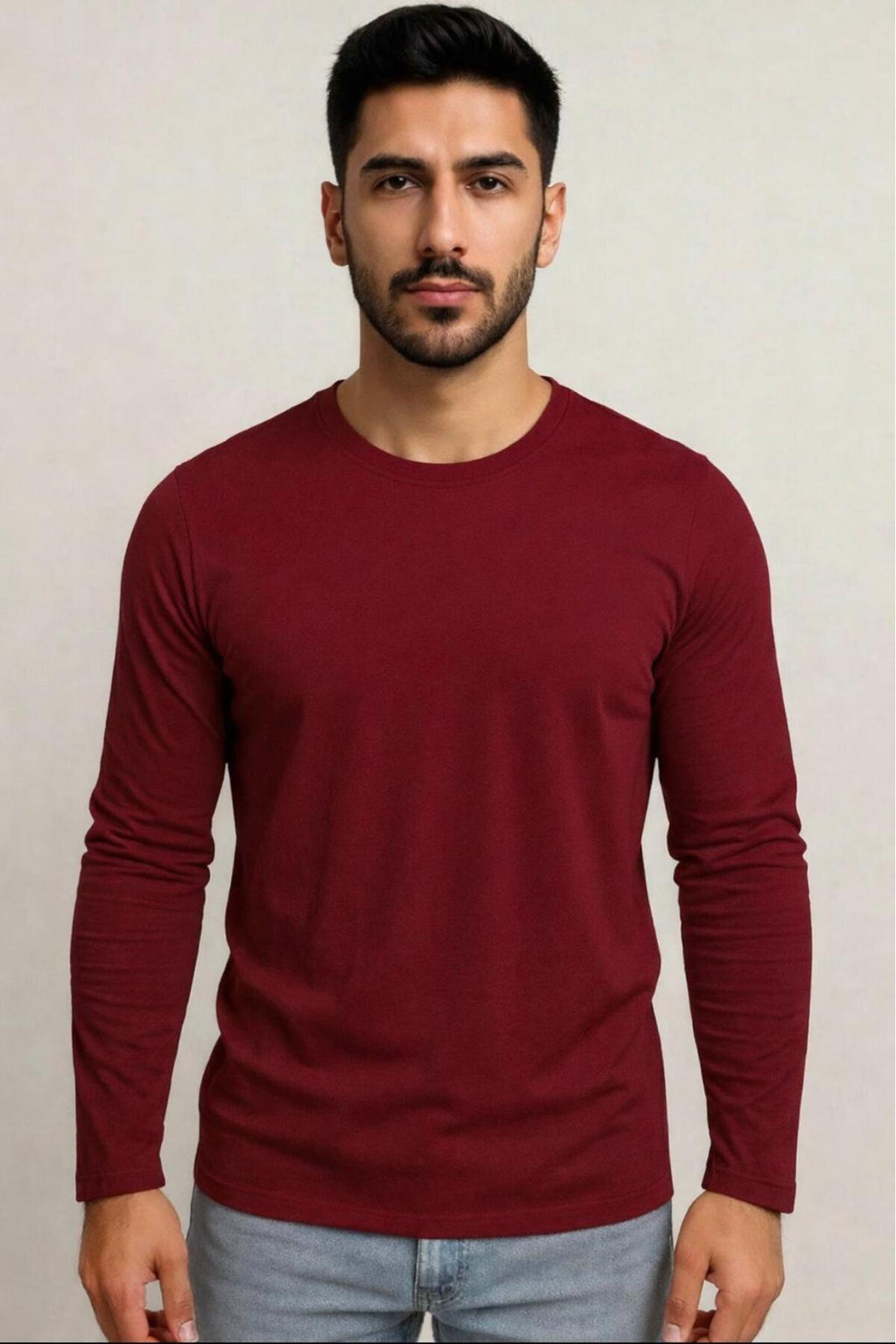 Erkek Pamuklu Likralı Süprem Uzun Kollu T-shirt-D240