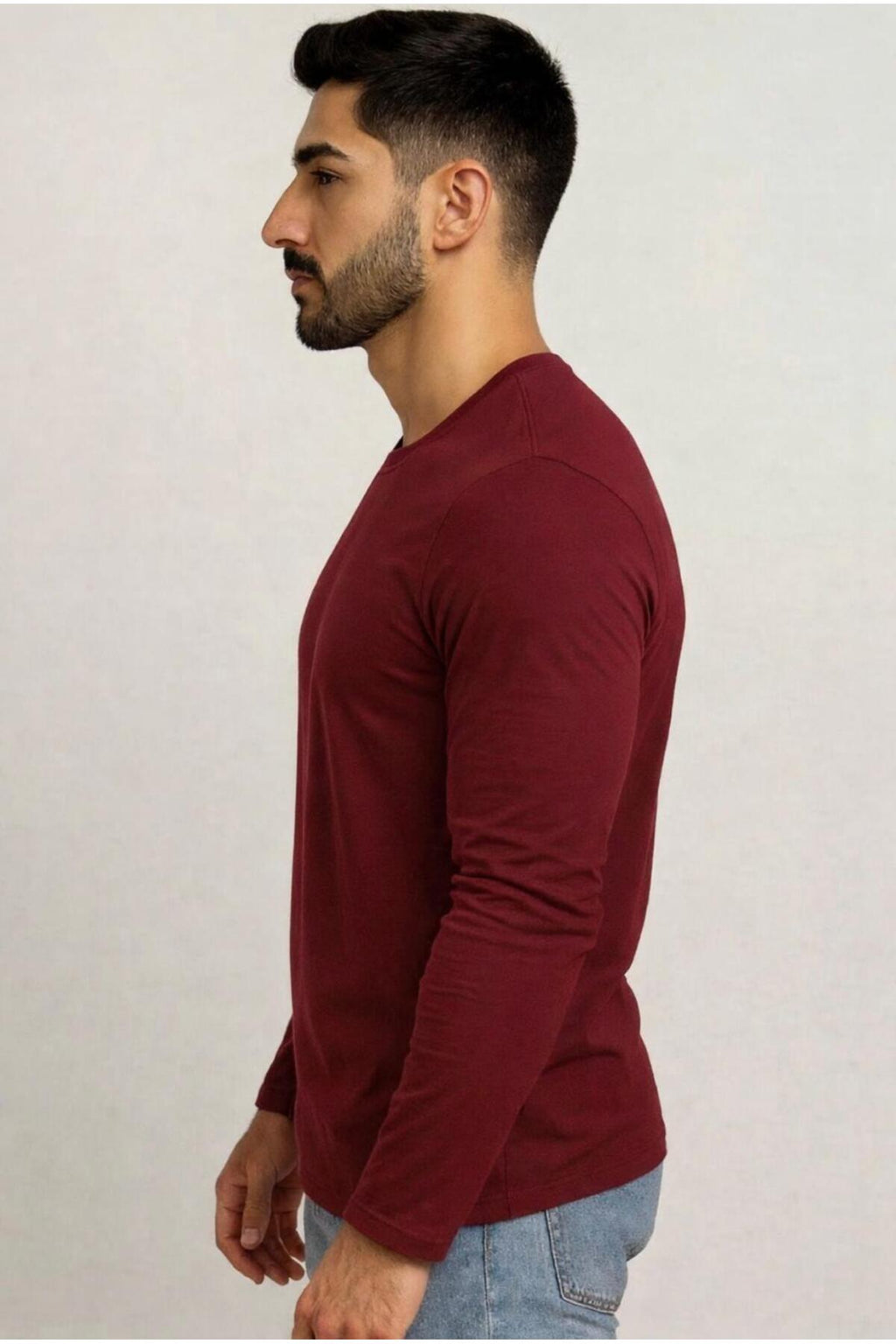 Erkek Pamuklu Likralı Süprem Uzun Kollu T-shirt-D240