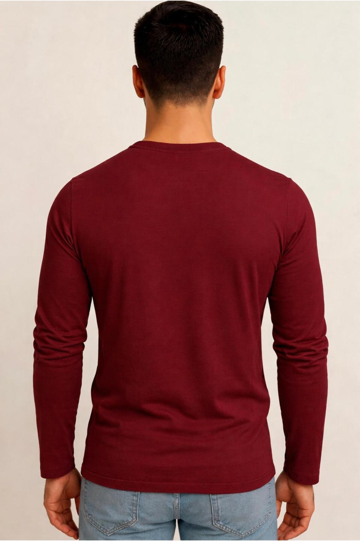 Erkek Pamuklu Likralı Süprem Uzun Kollu T-shirt-D240
