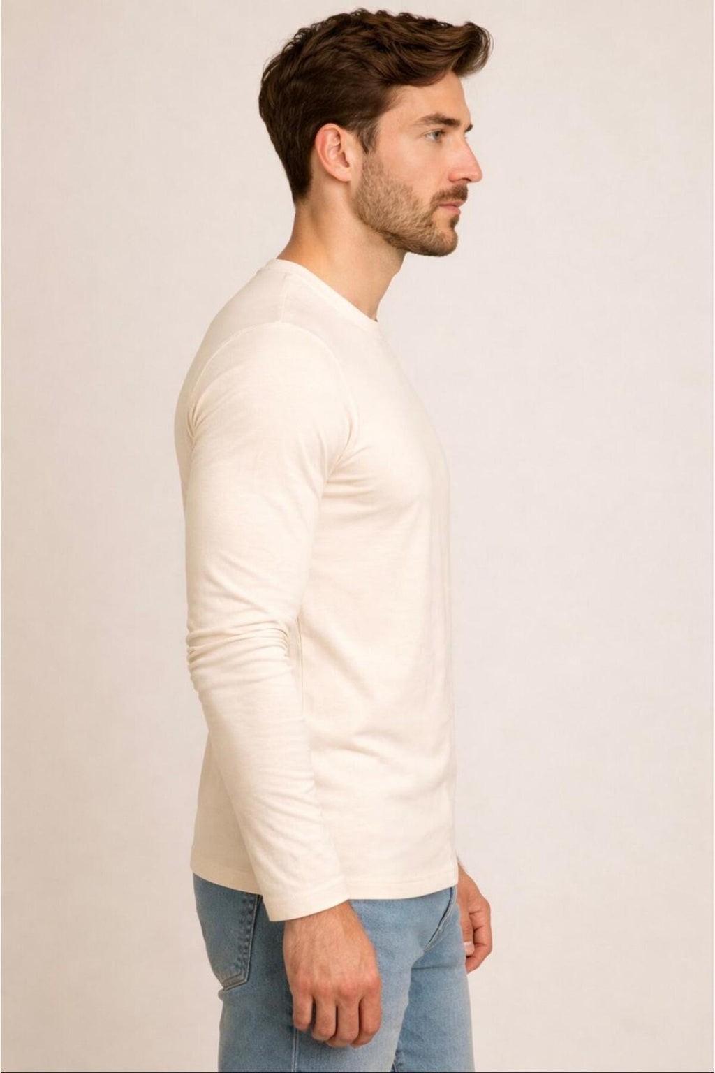 Erkek Pamuklu Likralı Süprem Uzun Kollu T-shirt-D240